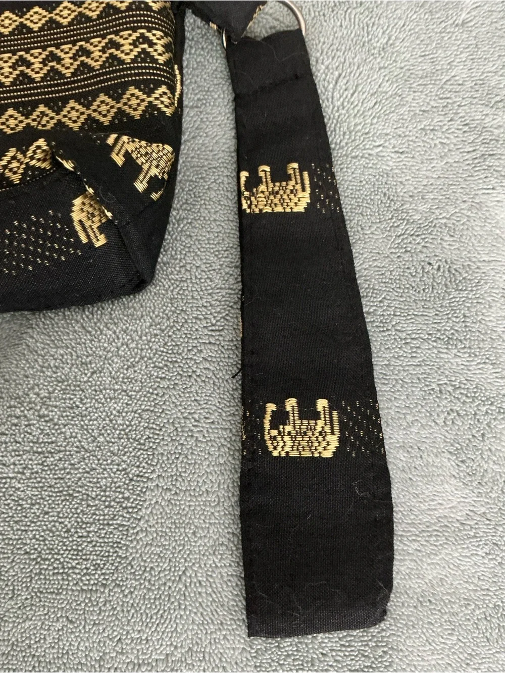 Black & Gold Elephant-Print Wristlet Pouch